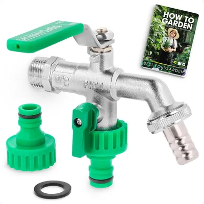 Doppel-Gartenarmatur frostsicher, Messing vernickelt, 1/2"