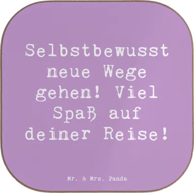 Produktbild von Mr. & Mrs. Panda Tassenuntersetzer Spruch Alleine Reisen unternehmen - Lavendeltraum - Geschenk, Reise, Entdeckung, Untersetzer für Gläser, Trost, Selbstbewusst, Coaster