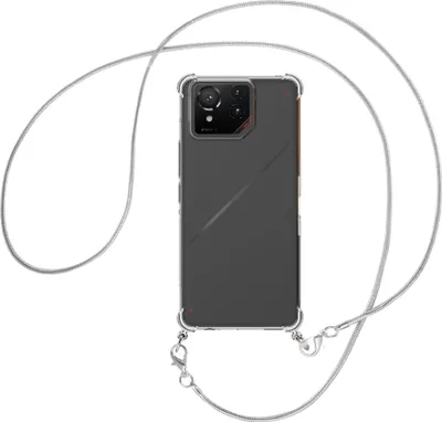 Produktbild von Handykette Backcover-Schutzhülle mit Band (Metall silberfarben) für ASUS ROG Phone 9 - silberfarbene Snake-Kette