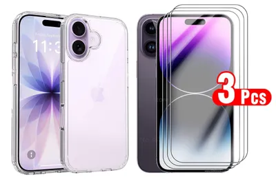 Produktbild von OLi Schutzfolie für IPhone 17 Transparente Silikon Hülle mit 3X Schutzglas