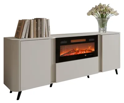Produktbild von MIRJAN24 Kommode Volare 200 EF mit Kamin, Sideboard, Modernschrank, Kommode mit drei Drehtüren, Wohnzimmer Kollektion (Farbe: Cashmere)
