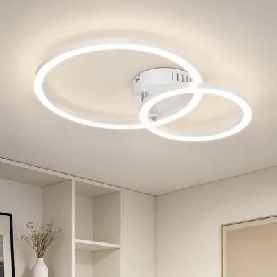 Zdjęcie produktu dla ZMH LED – lampa sufitowa 40 cm, 23 W, do kuchni, 4000 K, do salonu, z 2 pierścieniami, oświetlenie sufitowe do kuchni, sypialni i biura, kolor biały