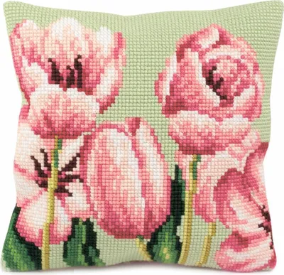 Zdjęcie produktu dla Zestaw do haftu krzyżykowego CdA poduszka "Tulipe" 5069, 40x40cm