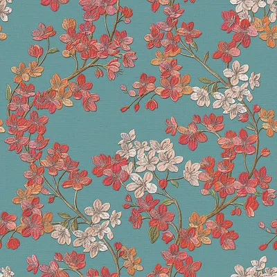 Produktbild von Profhome GR322205-DI Blumen Tapete Floral blau orange beige-rot grün 5,33 m2