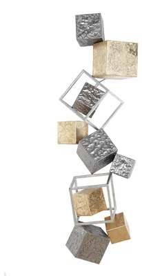 Produktbild von Casablanca by Gilde Wandobjekt "Cubes" anthrazit/gold-/silberfarben, mit Aufhängung, H.92,1 cm, 84259