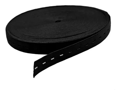 25 Meter Knopfloch Gummiband 25mm schwarz