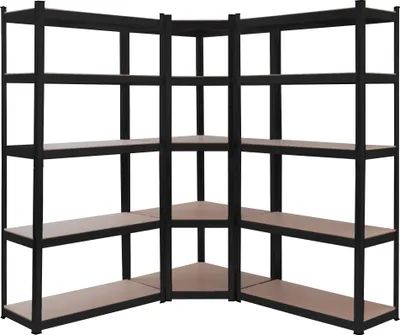 Produktbild von AREBOS 3er Set Schwerlastregal Eckregal Lagerregal Steckregal Kellerregal Regal Schwarz