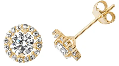 Produktbild von Raffinierte 9 Karat (375) Gold Damen - Paar Ohrstecker mit Zirkonia - 7mm*7mm; TRS27130