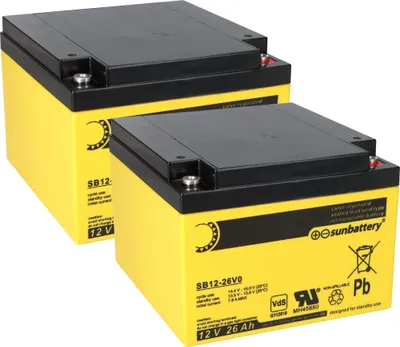 Produktbild von Ersatzakku für Brandmeldezentrale Siemens FC2020-AA 2 x AGM Batterie 12V 26Ah mit VdS