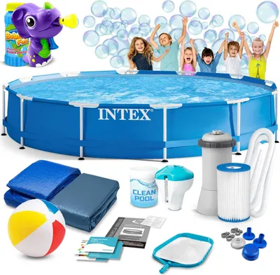 Zdjęcie produktu dla Basen ogrodowy stelażowy 366 x 76 cm 16w1 INTEX 28212 + maszynka do baniek GRATIS