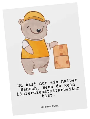 Produktbild von Mr. & Mrs. Panda Grußkarte Lieferdienstmitarbeiter Herz - Weiß - Geschenk, Pizzabäcker, Spruch, Kunstkarten, Ansichtskarte, Postkarte, Postkarten, Ansichtskarten, Lustig