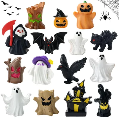 Halloween-Miniaturfiguren-Set, 15 Stück, Harz, Dekoration