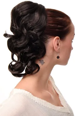 Produktbild von WIG ME UP Haarteil gewellt halblang 1 Kamm + Gummizug Dunkles Braun Modell: JL-3023