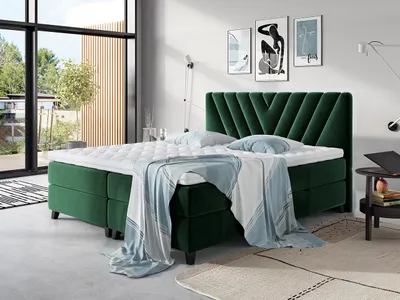 Obrázek produktu pro Boxspringová postel 160x200 CAITLYN - zelená + topper