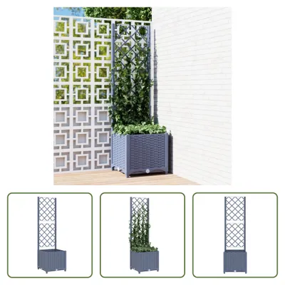 Produktbild von The Living Store Pflanzkübel mit Spalier Dunkelgrau 40x40x136 cm PP