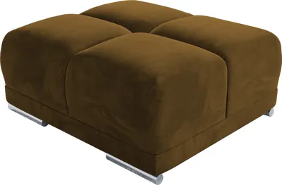 Produktbild von BroMARKT Samt Pouffe NUBES Sitzhocker Chromfüße 92x107x45cm Senf