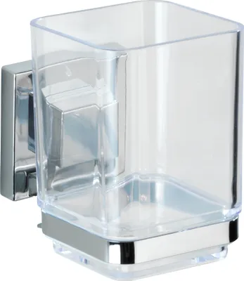 Produktbild von WENKO Zahnputz Becher QUADRO ohne bohren Edelstahl Bad WC Zahnbürsten Halter