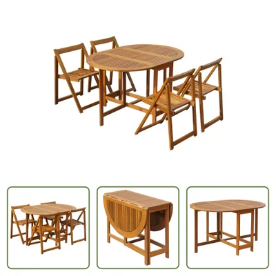 Produktbild von The Living Store 5-tlg. Garten-Essgruppe Klappbar Akazie Massivholz
