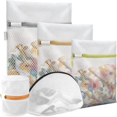 Image de Lot de 5 sacs de lavage en filet, de différentes tailles, pour le linge délicat et les chaussures