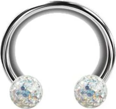 Produktbild von Karisma Titan Hufeisen Brustpiercing Intim Septum Sealed mit Kristall Elements 4/4mm Regenbogen Kugeln Stärke 1,6mm - 8.0 Millimeter