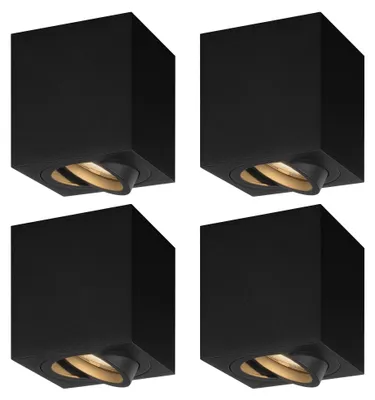 Produktbild von Ledvion - 4X LED Aufbauspots Quadratisch, Dimmbare, 3W, 2700K, Schwarz, Deckenleuchte