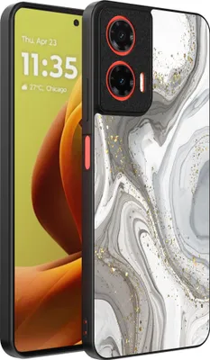 Produktbild von Smartphonica Handytasche Passend für Motorola Moto G85 / Motorola Edge 50 Fusion mit Marmordruck - TPU Rückendeckung Fall Marmor Design - Silber