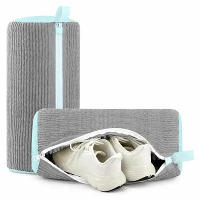 Schuhwaschbeutel 2er-Pack, grau, wiederverwendbar, für Waschmaschine & Trockner