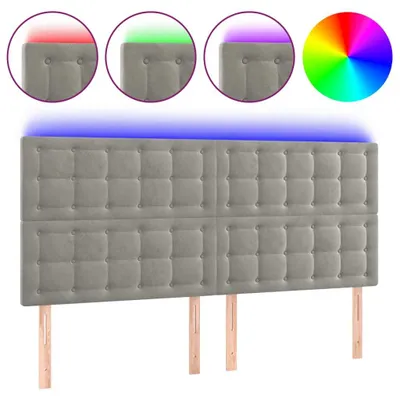 Produktbild von LED Kopfteil Hellgrau 200x5x118/128 cm Samt