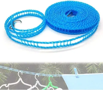 Produktbild von 1pc Blau Rutschfeste, winddichte Wäscheleine, Wäschetrockner, Hängeseil, winddicht für Reisen im Freien, Wäscheleine für Camping