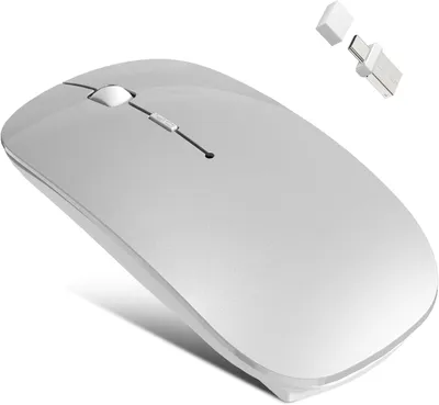 Produktbild von Bluetooth Maus für MacBook Pro/Air/Mac/iPad/Laptop/Desktop/Mac/PC/Computer/Telefon - Tragbare schlanke, leise Büromäuse mit USB-C-Adapter 2,4 GHz