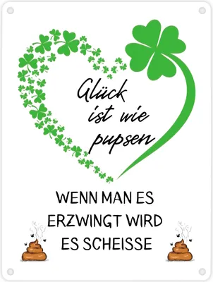 Produktbild von Kleeblätter Metallschild in 15x20 cm mit Spruch Glück ist unerzwingbar