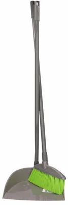 Produktbild von Kehrschaufel und Burste - grun - langer Stiel - Kunststoff - 76 cm