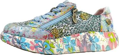Produktbild von Laura Vita Damen Sneaker Ornament Floral Glitzer Plateau NIKITO 57, Größe:41 EU, Farbe:Blau