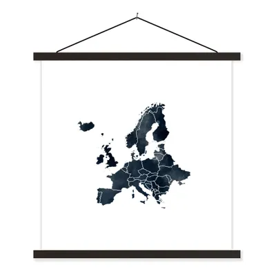 Obrázek produktu pro MuchoWow® Textilní plakát - Mapa - Evropa - černá - 40x40cm - S černými lamelami