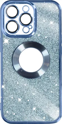 Produktbild von Avizar, Glitzer-Silikonhülle mit Chromumrandung für Apple iPhone 13 Pro, Blau
