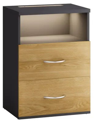 Produktbild von CASARIA® Nachttisch Touch LED Beleuchtung 40x28x55cm Dimmbar 2 Schubladen Boxspringbett Schlafzimmer Wohnzimmer Beistelltisch Nachtschrank Holz Anthrazit
