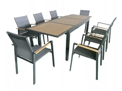 Zdjęcie produktu dla Zestaw mebli ogrodowych rozkładany stół 160/240 cm 8 krzeseł GRILL&GARDEN