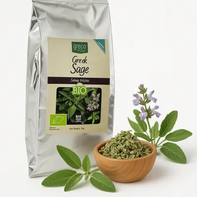 Produktbild von Greco Salbei Salvia Officinalis 40g Ökologisch Getrockneter Salbei Natürliches Kräutergewürz