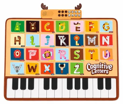 Produktbild von Baby Klaviermatte (100×70 cm) – 26 Buchstaben, Tierstimmen, 6 Instrumente – Faltbar, batteriebetrieben – Musikmatte und Lernspielzeug für 1–3 Jahre