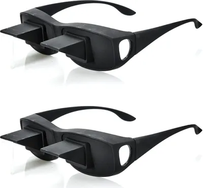 Produktbild von 2er Set Fernseh Lese Winkelbrille 90 Grad Blick | Prismabrille Fernsehbrille | Umlenkende TV Bett Prisma Brille Lesebrille | Zum Lesen Im Liegen