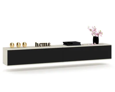 Produktbild von TV-Lowboard Fernsehschrank SIMPLY DUO HÄNGEND Cashmere/Schwarz 320cm