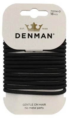 Productafbeelding van Denman Accessoires, grote elastiekjes zonder schade, zwart (18 stuks)