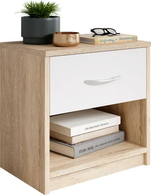 Obrázok produktu pre Emob BGPP-38-533-68, Nočný stolík, Dub, Biela, 1 zásuvka/zásuviek, Drevotrieskové dosky, 6 kg, 390 mm