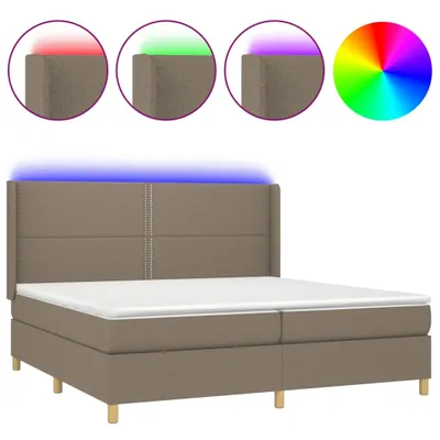 Produktbild von Boxspringbett mit Matratze & LED Taupe 200x200 cm Stoff