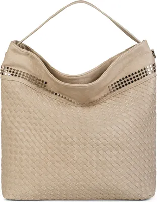 Produktbild von styleBREAKER Hobo Bag Handtasche mit Flecht-Optik und Nieten, Shopper, Schultertasche, Tasche, Damen 02012219
