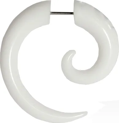 Produktbild von Fake Plug Ohrstecker Spirale in weiß 6-8mm Größe - 8 mm