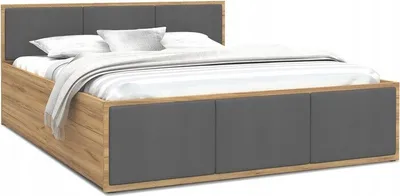 A bed with a headboard and mattress is shown against a white background.