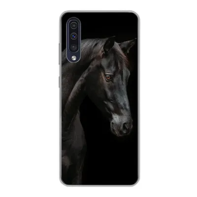 Produktbild von MuchoWow® Handyhülle Schutzhülle Hülle für Samsung Galaxy A30s Pferd - Tiere - Schwarz - Porträt Silikon Softcase Handy Hülle - Karteninhaber