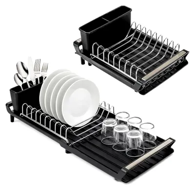 Produktbild von Abtropfgestell Geschirr Platzsparender Küchen Organizer,Kleines Spülgestell,Langlebiger Küchenorganizer mit Ableitung,Geeignet für Teller,Becher und Geschirr