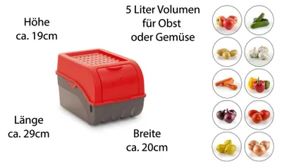 Obrázok produktu pre Novaliv 3x stredný box na zemiaky 5 l červený skladovací kontajner plechový kuchynský skladovací kontajner
